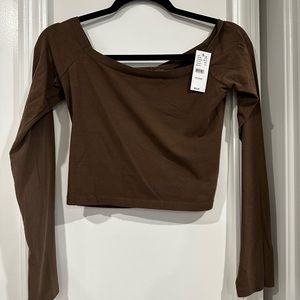 Brown is sun off the shoulder crop top - BRAND NEW WITH TAGS